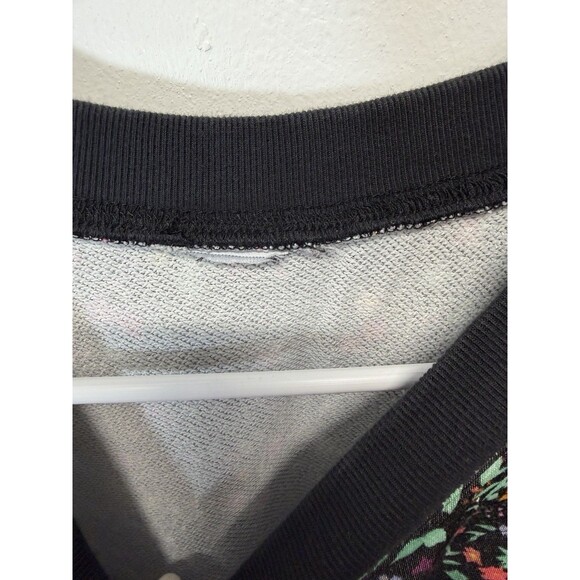 Adidas Womens Originals Black Floral Long Sleeve  Sweatshirt Crew Neck Sz Xl - Picture 11 of 13